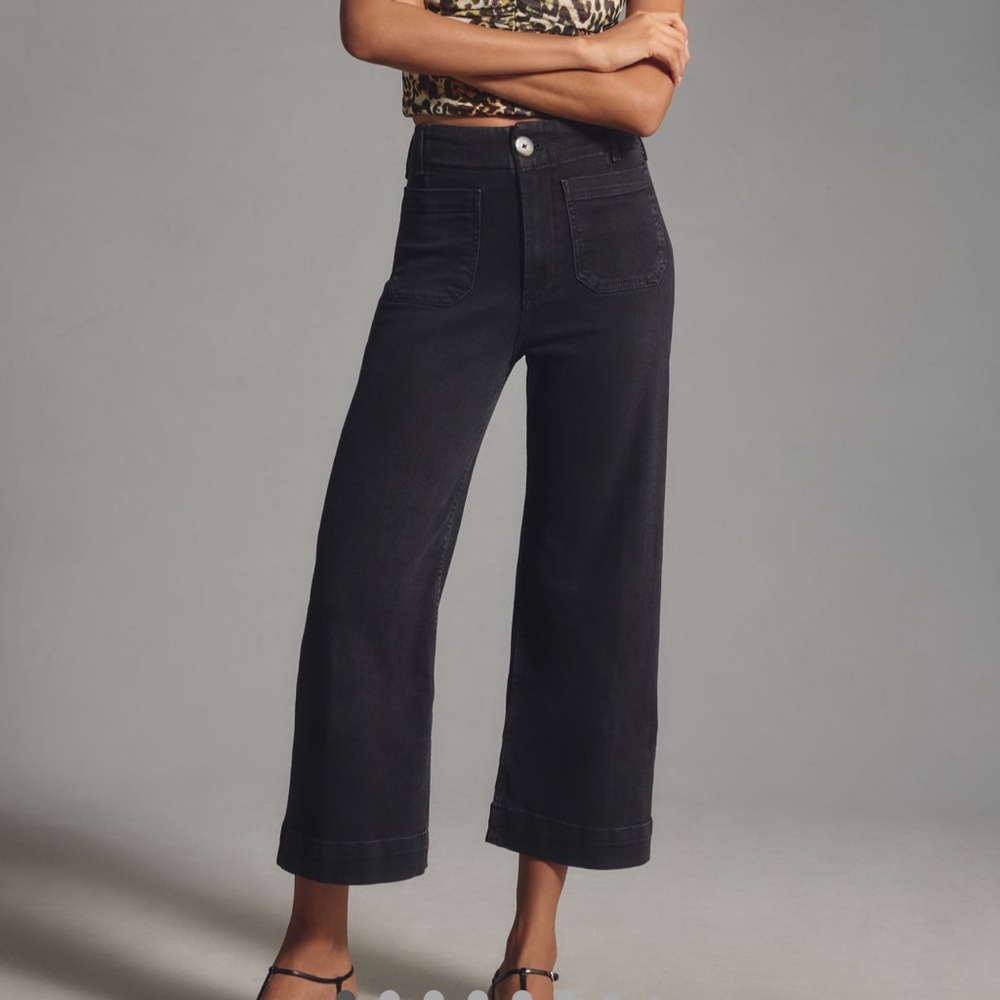 The Collette Denim High-Rise Cropped Wide-leg Jeans by Maeve